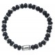 Bracelet acier pour homme - élastique - onyx - 21cm