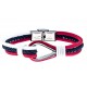 Bracelet acier pour homme - nautique - bleu, blanc et rouge - 3 cordes - 21cm