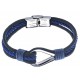 Bracelet acier pour homme - nautique - noir et bleu - 3 cordes - 21cm