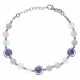 Bracelet argent rhodié 8,4g - fluorite - agate rose et blanche - améthyste - 17+