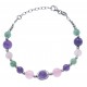 Bracelet argent rhodié 8,9g - amazonite - amethyste -  agate rose - 17+3cm