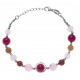 Bracelet argent rhodié 9,1g - agate rose et fushia - cornaline - aventurine oran