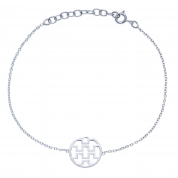 Bracelet argent rhodié 1,4g - motifs géométriques  - 17+3cm