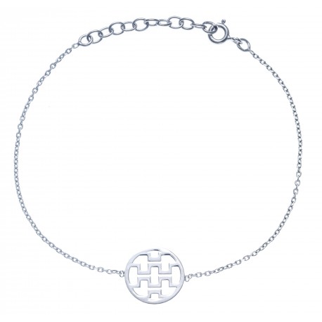 Bracelet argent rhodié 1,4g - motifs géométriques  - 17+3cm