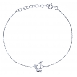 Bracelet argent rhodié 1,6g - colombe - 17+3cm