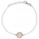 Bracelet argent rhodié 2,1g - rond - 2 tons - rosé et rhodié - 17+3cm