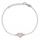 Bracelet argent rhodié 1,9g - cœur - 2 tons - rosé et rhodié - 17+3cm