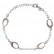 Bracelet argent rhodié 3,8g -  2 tons rosé et rhodiés - ovales ajourés - 17+3cm