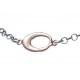 Bracelet argent rhodié 3,8g -  2 tons rosé et rhodiés - ovales ajourés - 17+3cm