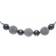 Bracelet argent rhodié 2,8g - 2 tons - 2 boules noir et satinée rhodiée -17+3CM