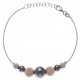 Bracelet argent rhodié 3,3g -  3 tons - boules - rosé satiné, noir et rhodié - 1