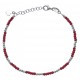 Bracelet argent rhodié 3,3g - perles argent et perles rouges - 17+3cm