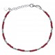 Bracelet argent rhodié 3,3g - perles argent et perles rouges - 17+3cm