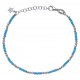 Bracelet argent rhodié 3,3g - perles argent et perles turquoises - 17+3cm