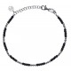 Bracelet argent rhodié 3,3g - perles argent et perles noires - 17+3cm
