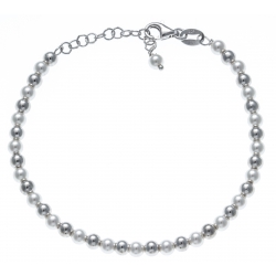Bracelet argent rhodié 4,7g - perles synthéthiques et argent - 17+3cm