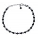 Bracelet argent rhodié 4,7g - perles noires et argent - 17+3cm