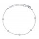 Bracelet argent rhodié 1,9g -  5 perles blanches - 17+3cm