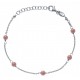 Bracelet argent rhodié 1,9g -  5 perles roses saumon - 17+3cm