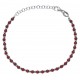 Bracelet argent rhodié 4g - perles rouges - 17+4cm