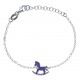 Bracelent argent rhodié 1,9g - enfant - cheval à bascule - email - 14+3cm