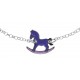 Bracelent argent rhodié 1,9g - enfant - cheval à bascule - email - 14+3cm