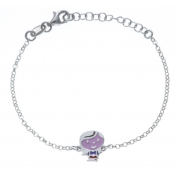 Bracelent argent rhodié 2g - enfant - petite fille - email - 14+3cm