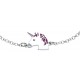 Bracelent argent rhodié 2,1g - enfant - licorne - email - 14+3cm