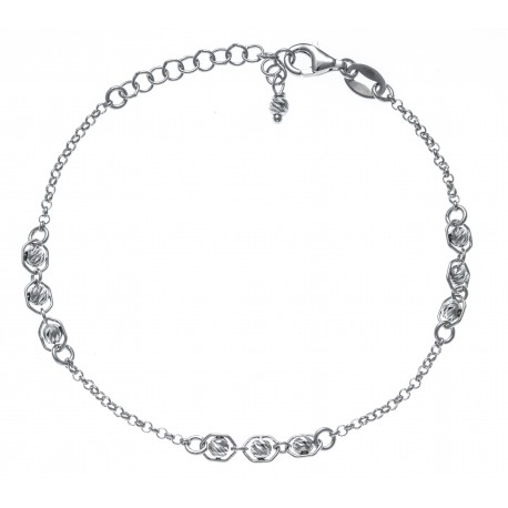 Bracelet argent rhodié 2,5g - boules magiques - 17+3cm