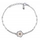 Bracelet argent rhodié 2,8g - étoile - 2 tons - rosé et rhodié - perles synthéti