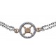 Bracelet argent rhodié 2,5g - roue - 2 tons - rosé et rhodié - perles synthétiqu