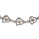 Bracelet argent rhodié 3,1g - 2 tons - rosé et rhodiés - cœurs satinés - 17+3cm