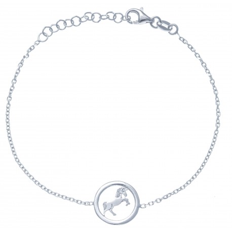 Brracelet argent rhodié 2g - licorne - 17+3cm