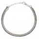 Bracelet argent rhodié 3,6g - 3 tons - noir,doré,rhodié -17+3cm