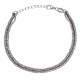 Bracelet argent rhodié 3,6g - 3 tons - rhodié, rosé, noir - 17+3cm