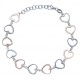 Bracelet argent rhodié 4,5g - 2 tons - rosé et rhodié - cœurs - 17+3cm