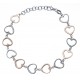 Bracelet argent rhodié 4,5g - 2 tons - rosé et rhodié - cœurs - 17+3cm