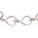 Bracelet argent rhodié 4,5g - 2 tons - rosé et rhodié - cœurs - 17+3cm