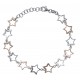 Bracelet argent rhodié 4g - 2 tons - rosé et rhodié - étoiles - 17+3cm