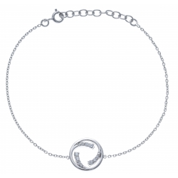 Bracelet argent rhodié 2,4g - zircons - 17+3cm