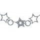 Bracelet argent rhodié 3,6g - étoiles - ronds - zircons - 2 chaines - 17+3cm