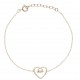 Bracelet plaqué or cœur - zircon - 17+3cm