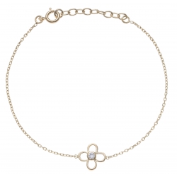 Bracelet plaqué or marguerite - zircon - 17+3cm