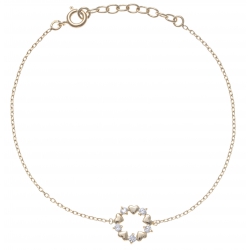 Bracelet plaqué or - cœur - zircons - 17+3cm