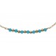 Bracelet plaqué or - 7 boules plaquées - 7 boules bleues turquoises -  17+3cm