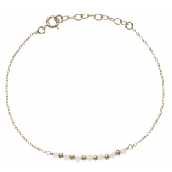 Bracelet plaqué or - 7 boules plaquées - 7 boules blanches -  17+3cm