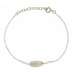Bracelet plaqué or - feuille - perles roses -  17+3cm