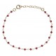 Bracelet plaqué or - perles rouges -  17+3cm