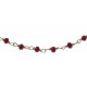 Bracelet plaqué or - perles rouges -  17+3cm