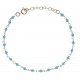 Bracelet plaqué or - perles bleues turquoises -  17+3cm